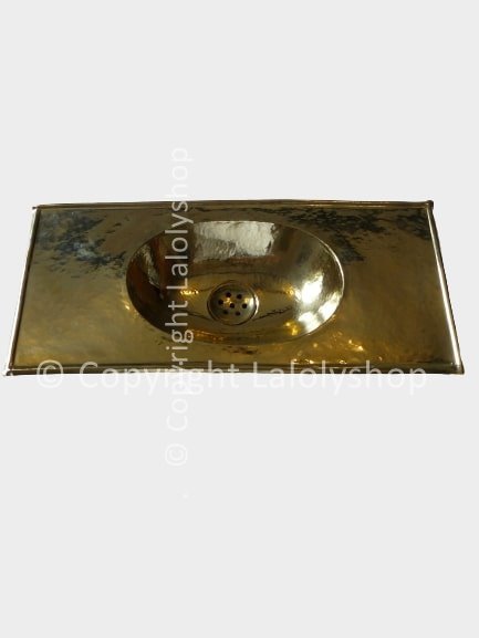 Lave-mains en cuivre doré rectangulaire 50 x 24 cm - à encastrer